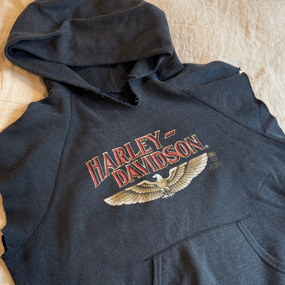 Vintage 1990’s Harley-Davidson Black Hoodie with Eagle Graphic